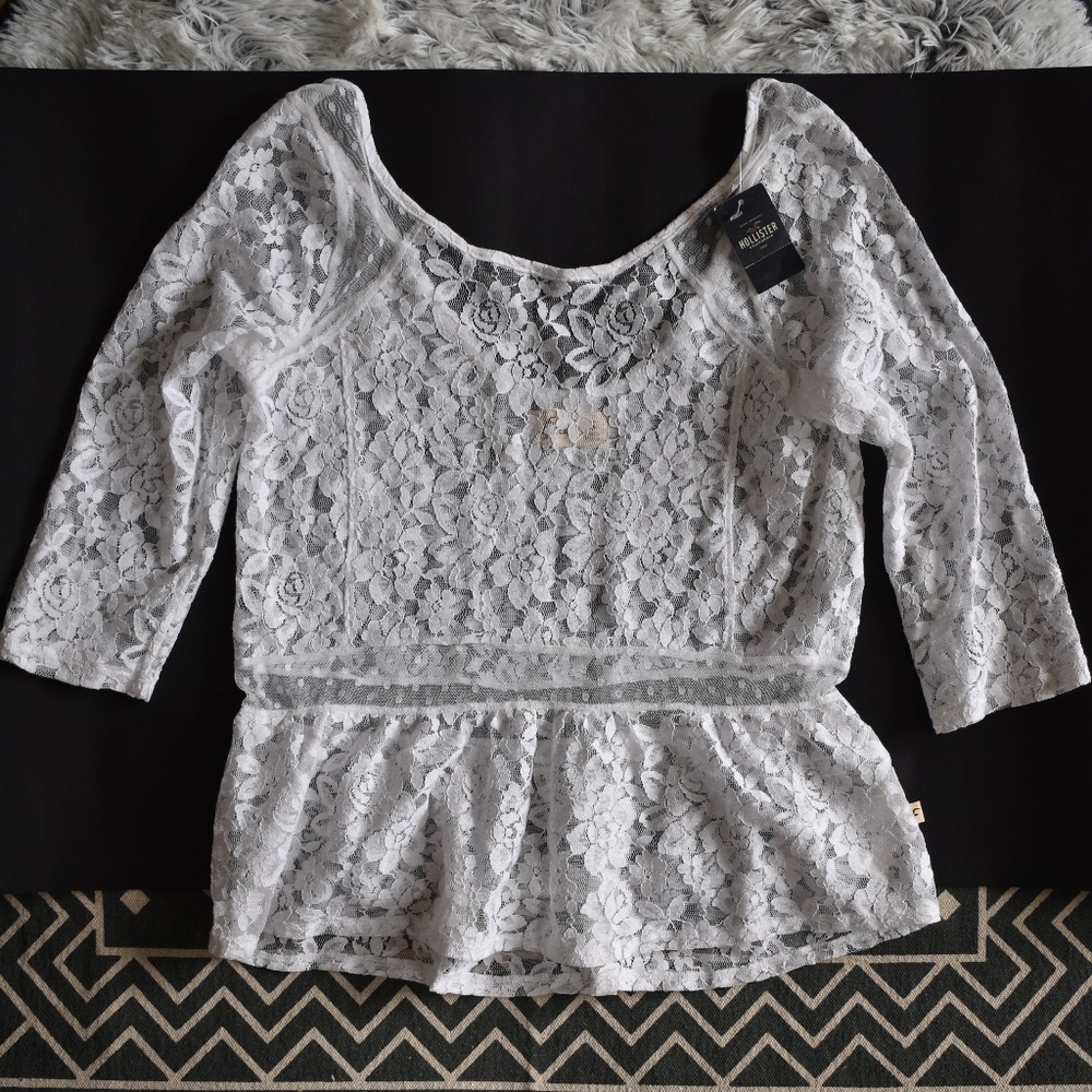 NWT Abercrombie & Fitch Hollister Lace Peplum Top